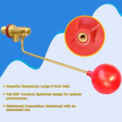 Heavy Duty Float Valve for Evaporative Coolers – 1/4″ OD Compression Inlet & 3″ Round Float, Brass Construction in Saudi Arabia
