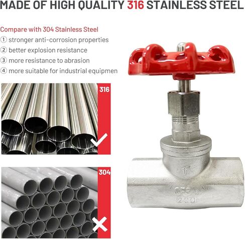 ZKH قطعتان من صمام الكرة الأرضية - 3/4 بوصة NPT من الفولاذ المقاوم للصدأ أنثى × خيط أنثى، 316 صمام تحكم دوار عالي التحمل in Kuwait