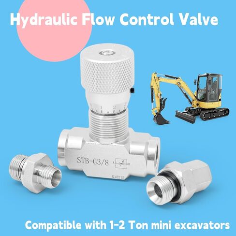 STB-G3/8 3/8" L08 Hydraulic Flow Control Valve Compatible with 1-2 Ton Mini Excavator, Bidirectional Restrictor Valve w/Two-Sided Connectors in Saudi Arabia