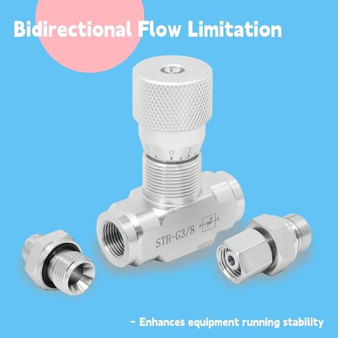 STB-G3/8 3/8" L08 Hydraulic Flow Control Valve Compatible with 1-2 Ton Mini Excavator, Bidirectional Restrictor Valve w/Two-Sided Connectors in Saudi Arabia