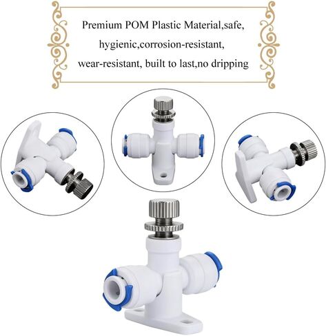 Haruyuki RO Water Flow Control Valve,Adjustable 2-Way Needle Valve with Base,1/4" OD Hose Connector, POM Plastic Pressure Reducer and Flow Regulator for Reverse Osmosis Water Purifier System,White,1P in Saudi Arabia