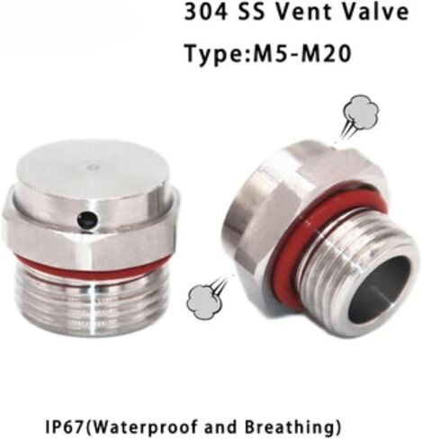 1/5PCS 304 SSteel Waterproof Air Vent Valve M5 M20 M8 Screw In Protective Plug M12 E-PTFE Metal Breather Vent Valve(SS304,M8X1.25_-) in Saudi Arabia