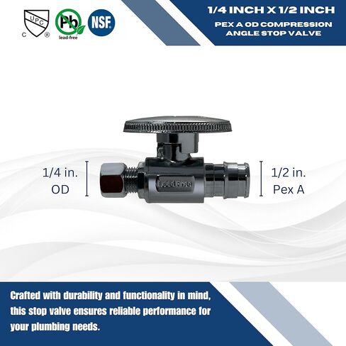 5 Pcs XFITTING Pex A 1/2 Inch x 1/4 Inch OD Compression Straight Stop Valve, 201-4-3=5XX in Saudi Arabia