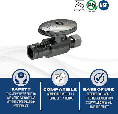 5 Pcs XFITTING Pex A 1/2 Inch x 1/4 Inch OD Compression Straight Stop Valve, 201-4-3=5XX in Saudi Arabia