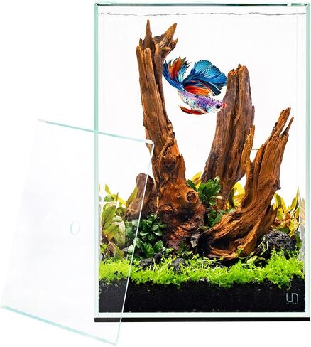 Ultum Nature Systems Prism Rimless Aquarium - Low Iron Glass, Cube With Mitered Lid, Tall Fish Tank, Multi-Purpose Vertical Nano Tank for Home & Office - UNS Prism, 25TM in Kuwait