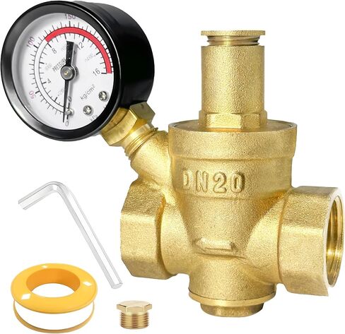 منظم ضغط المياه، 3/4 بوصة NPT Thread DN20، نحاس عالي التحمل خالي من الرصاص BPA، مع مقياس للمنزل in Saudi Arabia