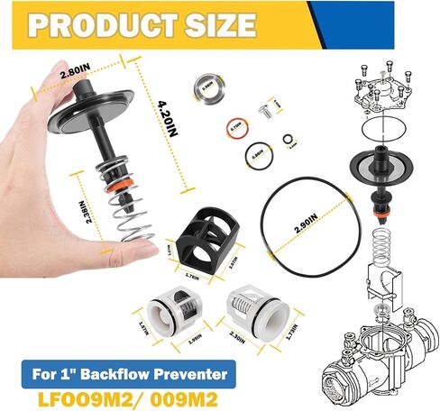 Replace for Watts 009M2 1" Total Repair Kit - for 1" 009M2 & 009 LF009 Reduced Pressure Zone Assemblies - Include Relief Valve, First & Second Check Valve Kit - 0887793 RK 009M2-T Total Repair Kit in Saudi Arabia