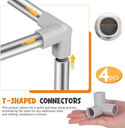 4Pcs Baby Playpen Corner Connectors Guardrail Accessories 3-Way Replacement Poles for Indoor Outdoor Safety Fence Adjustable Light Grey in Saudi Arabia