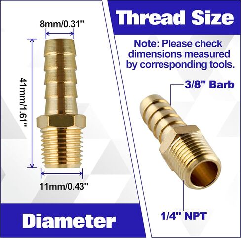12Pcs Hose Barb Fitting 3/8" Barb to 1/4" NPT Male Thread Hose Adapter Connector 1/4" NPT to 3/8" Fittings Barbed Air Repair Fitting Kit for Gas Air with tape in Saudi Arabia