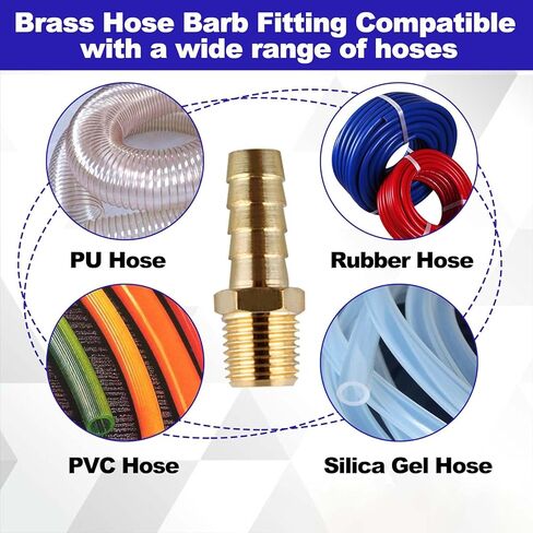 12Pcs Hose Barb Fitting 3/8" Barb to 1/4" NPT Male Thread Hose Adapter Connector 1/4" NPT to 3/8" Fittings Barbed Air Repair Fitting Kit for Gas Air with tape in Saudi Arabia
