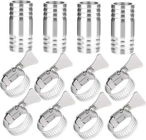 304Stainless Steel Hose Barb Fittings,2-1/2" Hose Barb to 2-1/2" Hose Barb,Barbed Splicer Mender Coupler with Hose Clamp,Fitting for Water/Fuel/Air DN65 (Pack of 4) in Kuwait