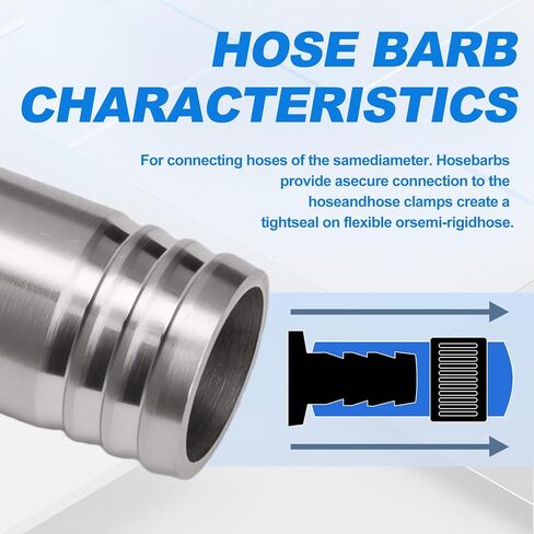 304Stainless Steel Hose Barb Fittings,2-1/2" Hose Barb to 2-1/2" Hose Barb,Barbed Splicer Mender Coupler with Hose Clamp,Fitting for Water/Fuel/Air DN65 (Pack of 4) in Kuwait