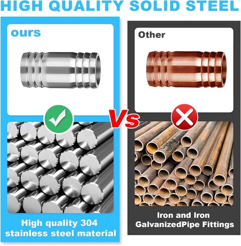 304Stainless Steel Hose Barb Fittings,2-1/2" Hose Barb to 2-1/2" Hose Barb,Barbed Splicer Mender Coupler with Hose Clamp,Fitting for Water/Fuel/Air DN65 (Pack of 4) in Kuwait