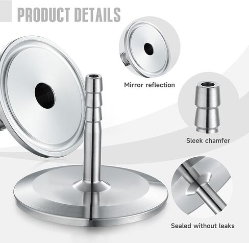 2 حزمة 1.5 "ثلاثي المشبك إلى 1/4" خرطوم الشائكة محول 304 الفولاذ المقاوم للصدأ وصلة أنابيب خرطوم صحي (1/4 بوصة خرطوم بارب) in Kuwait