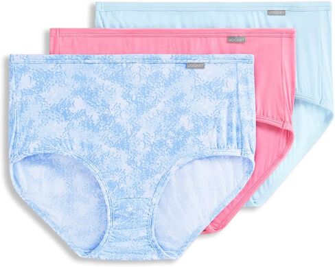 Jockey Women's Underwear Supersoft Brief - 3 Pack, Coral Mist/Kaleidoscope Prism/Aged Indigo, 6 in Kuwait