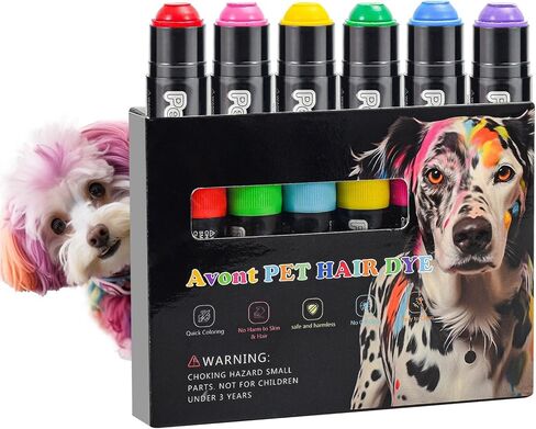 Avont Dog Hair Dye Paint Temporary, Pet Fur Markers Non Toxic Safe Hair Color Painting Styling Crayon for Cats Horses Cattle Livestock -12 Colors in Kuwait