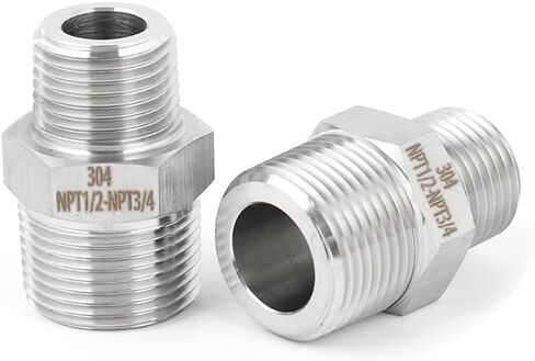 2 حزمة محول ذكر 1/2 إلى 3/4 ذكر، NPT1/2 ذكر-NPT3/4 حلمة ذكر، تركيب أنابيب ملولبة للخدمة الشاقة، فولاذ مقاوم للصدأ 304. in Kuwait