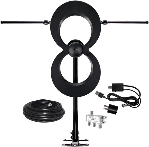 Antennas Direct ClearStream MAX-XR Complete UHF VHF Indoor Outdoor TV Antenna, Multi-Directional, 60-Mile Range – w/Cable, Mast, Amplifier, Splitter in Kuwait