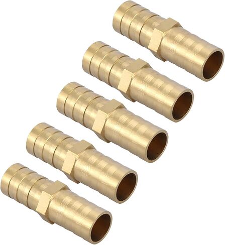 Brass Straight Pipe Connector, Excellent Seal 5 Pack, Tubing Fitting, 12mm Size for Air Water Oil Gas Fuel, for Automotive Repair, Home Plumbing, HVAC Systems, Industrial Machinery in Saudi Arabia