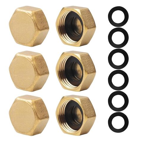 6 قطع من غطاء التقطيع النحاسي، صامولة خرطوم سداسية 1/2 بوصة، غطاء إيقاف أنثى، تجهيزات سباكة مانعة للتسرب لصمام المبرد في الغسالة in Kuwait