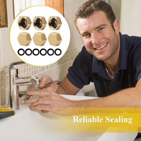 6 قطع من غطاء التقطيع النحاسي، صامولة خرطوم سداسية 1/2 بوصة، غطاء إيقاف أنثى، تجهيزات سباكة مانعة للتسرب لصمام المبرد في الغسالة in Kuwait