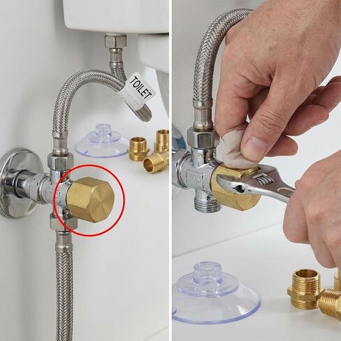 10 PCS 3/8'' Compression Valve Cap Fitting, Brass Cap with Sealing Washer, 3/8 Compression Fittings/Cap Washer/Plumbing Cap for Toilet Faucet, Dishwasher, Water Heater & Supply Line Shut Off Valve in Saudi Arabia