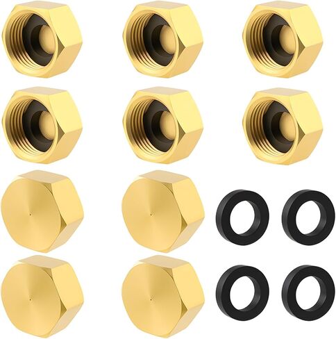 10 PCS 3/8'' Compression Valve Cap Fitting, Brass Cap with Sealing Washer, 3/8 Compression Fittings/Cap Washer/Plumbing Cap for Toilet Faucet, Dishwasher, Water Heater & Supply Line Shut Off Valve in Saudi Arabia