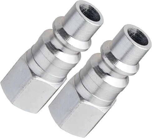 سدادات على شكل حرف H للضاغط S-1840 - لاستبدال أجزاء أنظمة الأنابيب الهوائية من ميلتون - مقابس فولاذية سريعة الفك - 1/4 بوصة أنثى NPT 67 SCFM 300 PSI عبوتين فضية in Kuwait