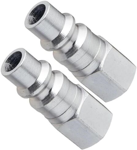 سدادات على شكل حرف H للضاغط S-1840 - لاستبدال أجزاء أنظمة الأنابيب الهوائية من ميلتون - مقابس فولاذية سريعة الفك - 1/4 بوصة أنثى NPT 67 SCFM 300 PSI عبوتين فضية in Kuwait