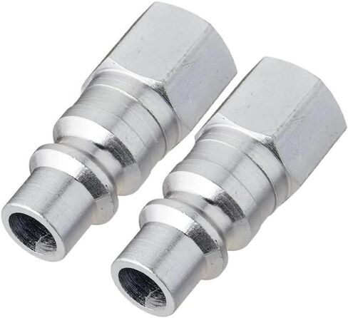 سدادات على شكل حرف H للضاغط S-1840 - لاستبدال أجزاء أنظمة الأنابيب الهوائية من ميلتون - مقابس فولاذية سريعة الفك - 1/4 بوصة أنثى NPT 67 SCFM 300 PSI عبوتين فضية in Kuwait