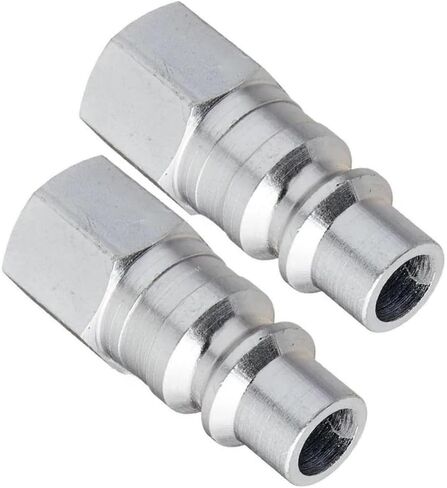 سدادات على شكل حرف H للضاغط S-1840 - لاستبدال أجزاء أنظمة الأنابيب الهوائية من ميلتون - مقابس فولاذية سريعة الفك - 1/4 بوصة أنثى NPT 67 SCFM 300 PSI عبوتين فضية in Kuwait