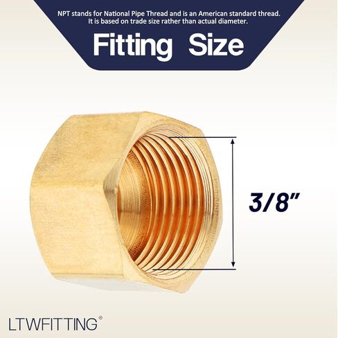 LTWFITTING 3/8-Inch Brass Compression Cap Stop Valve Cap,Brass Compression Fitting(Pack of 60) in Saudi Arabia