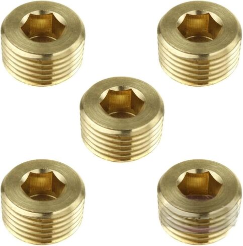 مقبس سداسي داخلي للضاغط 50136 - لجزء أنظمة أنابيب ضاغط الهواء 50136-5 عبوات - سدادات خيط الأنابيب النحاسية/قابس رأس غارق للعداد - 1/2 بوصة MNPT 1200 PSI -65 إلى 250 درجة فهرنهايت 5 عبوات صفراء شديدة التحمل in Kuwait