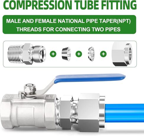 TAISHER 5PCS 304 Stainless Steel Compression Tube Pipe Fitting Connector, 3/8" Tube OD x 3/8" NPT Male Straight Adapter in Kuwait