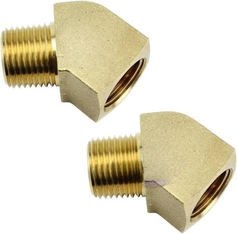 50131 كوع ضاغط الهواء - لجزء أنظمة أنابيب الهواء المضغوط الهواء السريع 50131-2Pack M7510 - تركيب كوع الشارع من النحاس الصلب - 45 درجة 1/2 بوصة NPT خيط أنبوب أصفر 2 قطعة - أجزاء ضاغط الهواء in Kuwait