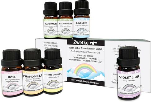Zwetke 7 Essential Oils Set - Copaiba, Cedarwood, Myrrh, Frankincense, Niaouli, Vanilla, Ginger - 100% Natural, Pre-Diluted, 10ml Amber Glass Bottles in Kuwait