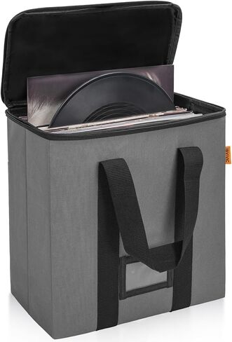 Vinyl Record Storage Box with Lids and Handle Vinyl Album Storage Case Bag for 12 inch LP in Saudi Arabia
