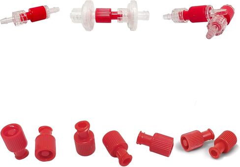 سدادات قفل Luer، حمراء، مزدوجة الوظيفة لموصلات الذكور والإناث، مغلفة بشكل فردي، 100 قطعة in Kuwait