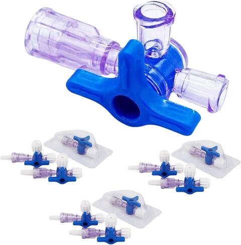 3-Way Stopcocks or 2-Way Stopcocks with Luer Connection, Disposable Medical Injection Stopcock, Sterile Individual Package, Pack of 10 (3 Way Valve Stopcocks) in Saudi Arabia