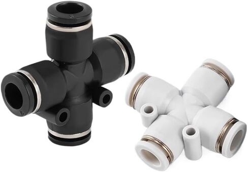 قطعتان من موصلات الهواء PZA وصلات متقاطعة رباعية الاتجاه بلاستيكية سريعة التوصيل 4/6/8/10/12 مم (WhitePZA12) in Kuwait