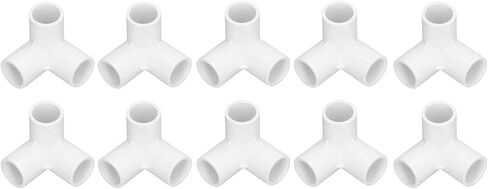 PVC Pipe Tee Fittings, 20mm Inner Diameter, 90 Degree Elbow, 3 Way Connection, 10 Pieces, High Gloss Finish in Saudi Arabia
