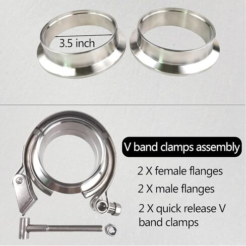 2 X 3.5 inch Quick Release V Band Clamp with Male Female Flanges 304 Stainless Steel for Exhaust Downpipes, 2 Pack in Saudi Arabia