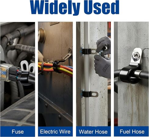 20Pcs 3/16" 304 Stainless Steel Rubber Coated Insulated Cable Clamps,Brake Line Clips,Metal Wire Clamps, Hose Clamp, Pipe Clamp, for Tube Lines Wire Cord Installation with 20 Pcs Self-Tapping Screws in Kuwait