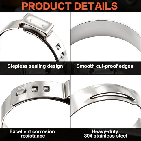 360PCS Single Ear Hose Clamp Kit, 16-Sizes 5.3-36.1mm 304 Stainless Steel Stepless Clamps with Pliers, for Automotive, PEX Pipe, Fuel Line, Home Appliance & Industrial Use in Saudi Arabia