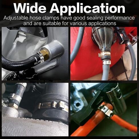 360PCS Single Ear Hose Clamp Kit, 16-Sizes 5.3-36.1mm 304 Stainless Steel Stepless Clamps with Pliers, for Automotive, PEX Pipe, Fuel Line, Home Appliance & Industrial Use in Saudi Arabia
