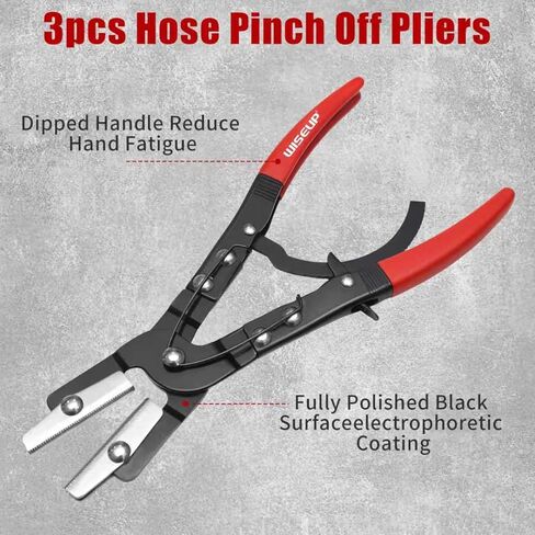 WISEUP 3PCS Hose Pinch Off Pliers- 8in, 10in, 12in Ratchet Hose Pliers for Automotive Radiator, Radiator, Fuel & Coolant Lines with Storage Bag in Kuwait