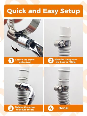 Hose Clamp 30PCS Hose Clamp 304 Stainless Steel Kit Adjustable 1/4"–7/16" (6–12 mm) Worm Gear Hose Clamp, Heavy Duty Small Hose Clamps for Automotive, Fuel Line, Pipe, Radiator in Saudi Arabia