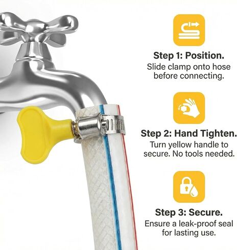 4 Pack 304 Stainless Steel Hose Clamps with Plastic Thumb Handles, Hand Tightened Adjustable Pipe Clamps Set for Water, Gas, Garden & Automotive Hoses in Saudi Arabia