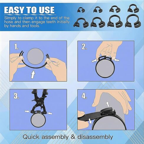 60 Pcs Heavy Duty Speedy Double Snap Grip Nylon plastic Hose Clamps assortments-1/4inch,5/16inch,1/2inch,5/8inch,1inch in Saudi Arabia