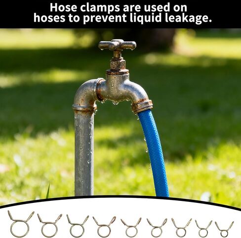 340 PcsSpring Clips Clamps, 9 Sizes 5-13mm Hose Spring Clamps, Double Wire Fuel Line Spring Clamp Fasteners, Car Fuel Line Clips for Motorcycle Scooter ATV Tubing in Kuwait